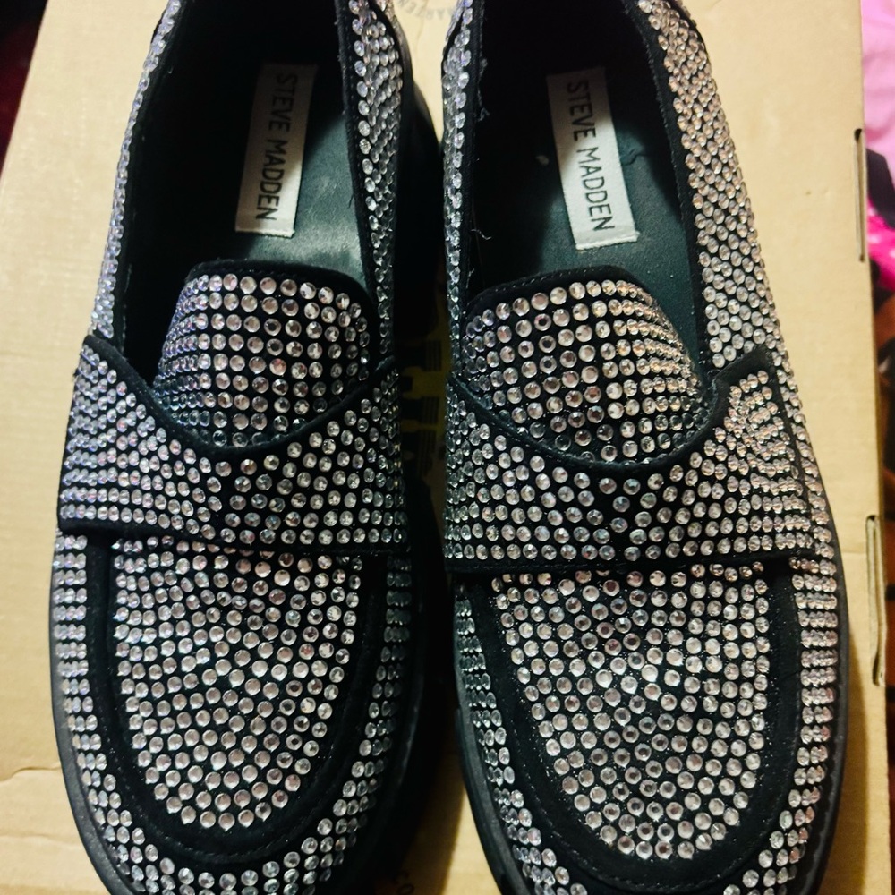 Steve Madden Black Rhinestone Men's Loafers